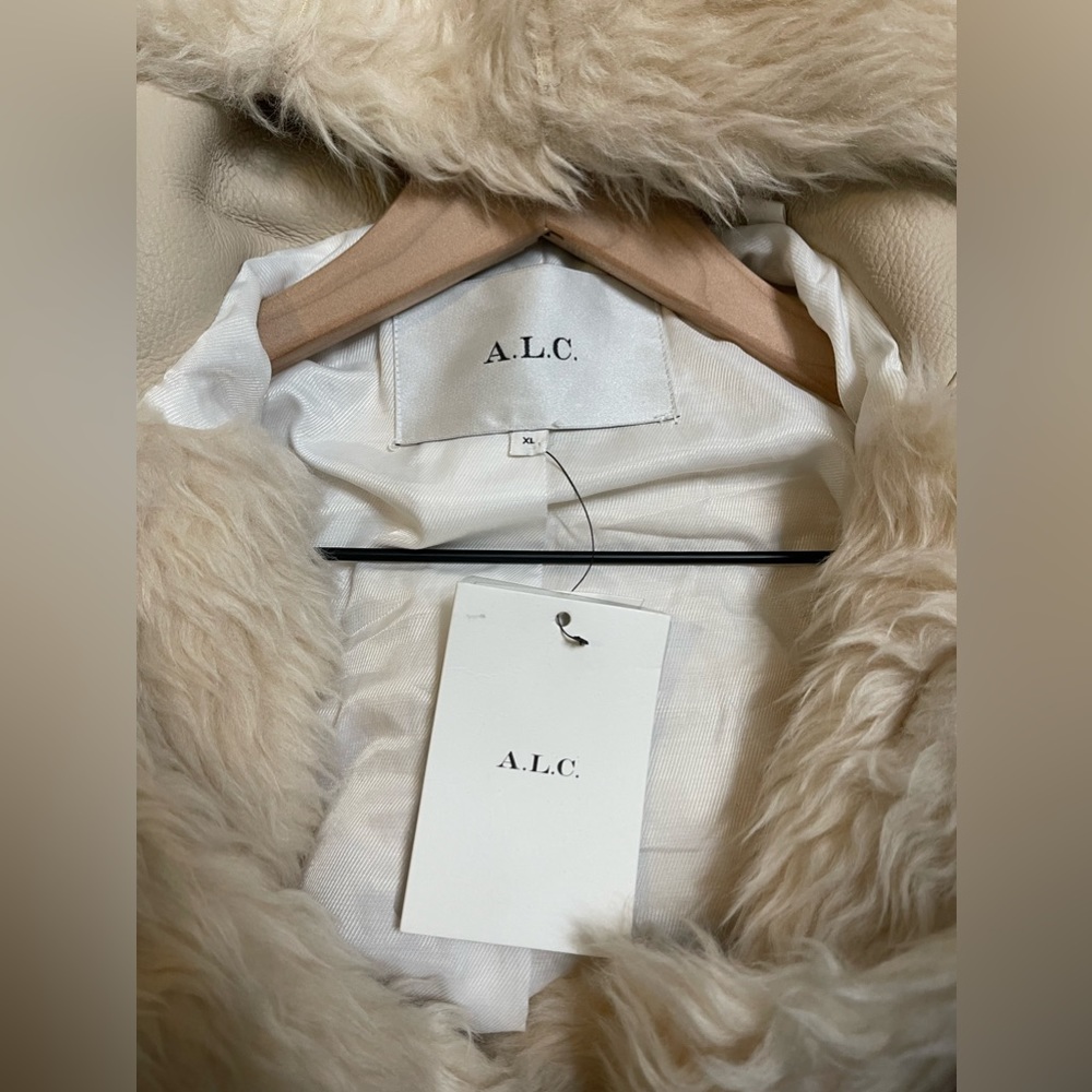 A.L.C. Winston Faux Fur Wool-Blend Shearing Hooded Toggle Coat Size XL - Picture 13 of 14